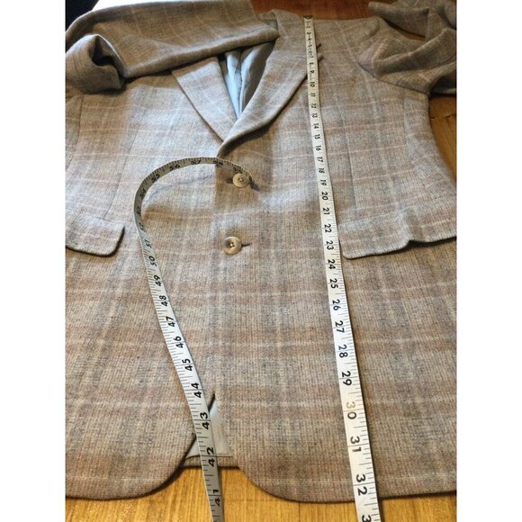 Vintage Christian Dior Monsieur Mens Wool Plaid Blazer Jacket Tan Beige 41 - Picture 9 of 11